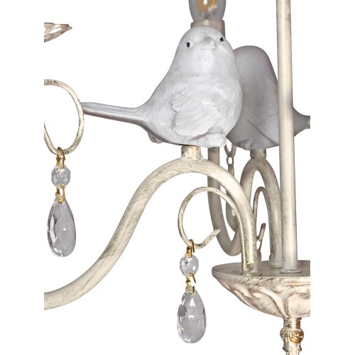 Люстра с птичками с хрусталем подвесная 5 ламп S1293-5 Петрасвет