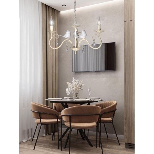 Люстра с птичками с хрусталем подвесная 3 ламп S1293-3 Петрасвет