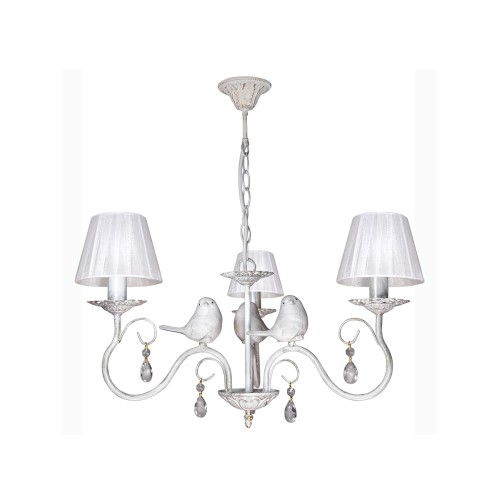 Люстра с птичками с хрусталем подвесная 3 абажура S1294-3 Петрасвет