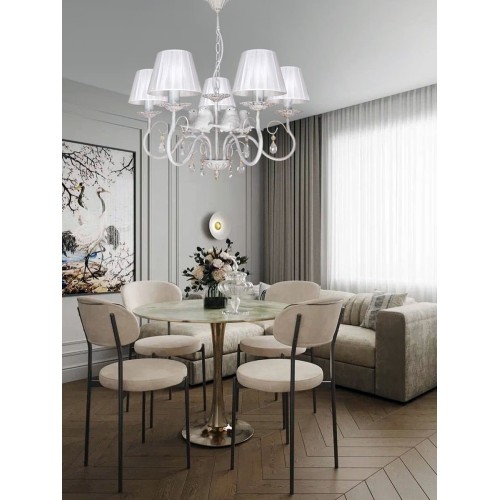 Люстра с птичками с хрусталем подвесная 5 абажуров S1294-5 Петрасвет