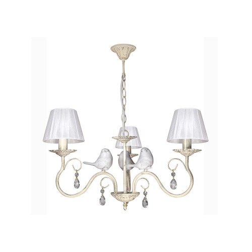 Люстра с птичками с хрусталем подвесная 3 абажура S1295-3 Петрасвет