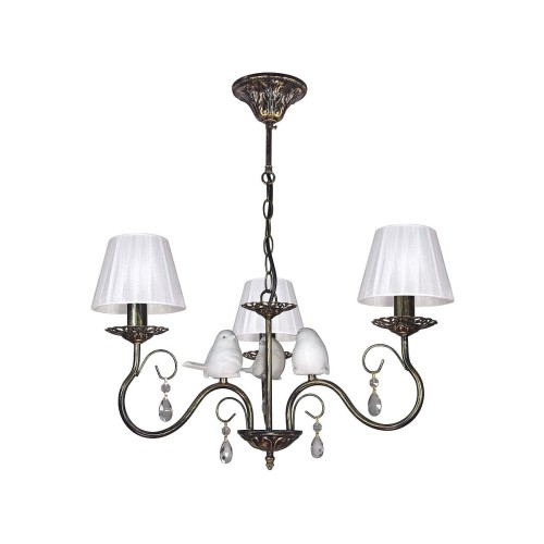 Люстра с птичками с хрусталем подвесная 3 абажура черная S1299-3 Петрасвет