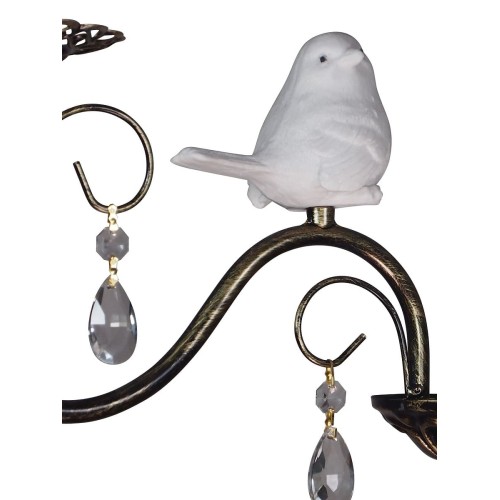 Люстра с птичками с хрусталем подвесная 3 абажура черная S1299-3 Петрасвет