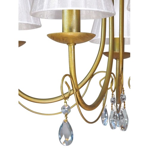 Люстра классическая потолочная 5 ламп с абажурами и хрусталем S1302-5