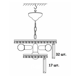 Люстра Петрасвет S2492-4, 4хЕ14 макс, 60Вт